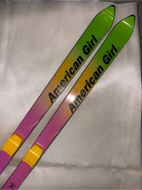 American Girl Gradient Skis in Lime Green, Yellow & Pink